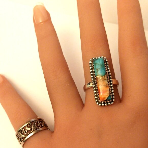Spiny Oyster Turquoise ring s8.5 (1572) - Picture 3 of 3